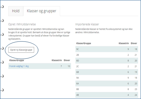 opret klasser juli16